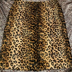 Vintage Rena Rowan Furry Leopard Print Midi Skirt
